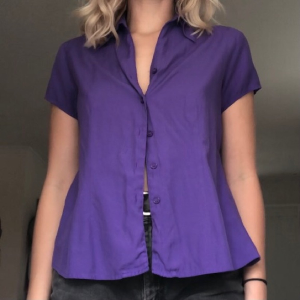 Purple Button Down Top - Picture 2 of 4
